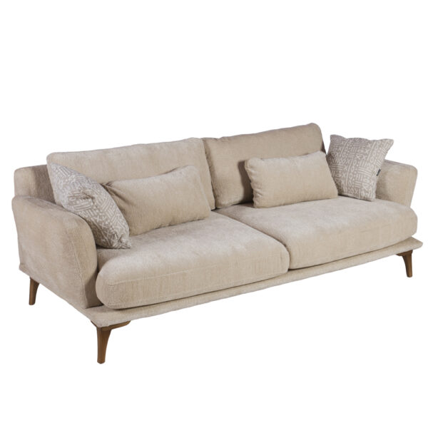 Artekko Ropera Μπεζ Τριθέσιος Καναπές με Μπουκλέ Ύφασμα (210x90x70)cm