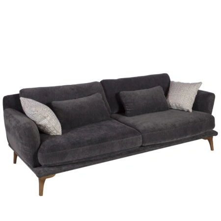Artekko Ropera Γκρι Τριθέσιος Καναπές με Μπουκλέ Ύφασμα (210x90x70)cm