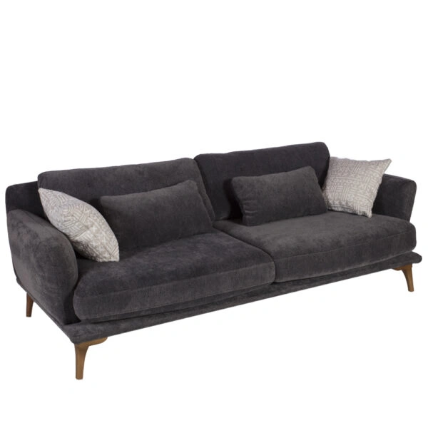 Artekko Ropera Γκρι Τριθέσιος Καναπές με Μπουκλέ Ύφασμα (210x90x70)cm