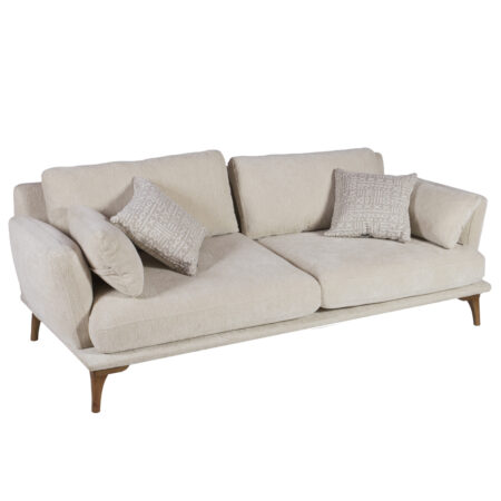 Artekko Ropera Μπεζ Τριθέσιος Καναπές με Μπουκλέ Ύφασμα (210x90x70)cm