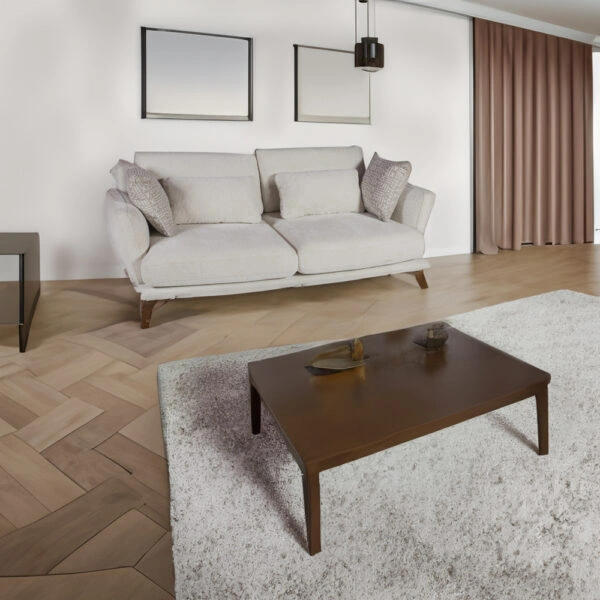 Artekko Ropera Εκρού Διθέσιος Καναπές με Μπουκλέ Ύφασμα (190x90x70)cm