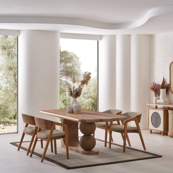 Artekko Acelya Καφέ Ξύλινη Τραπεζαρία (217x100x77)cm