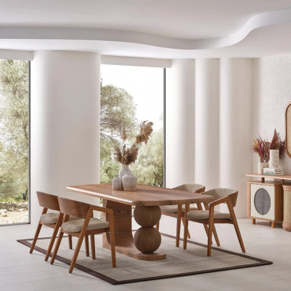 Artekko Acelya Ξύλινη Καρέκλα με Μπεζ Ύφασμα (58x50x77)cm