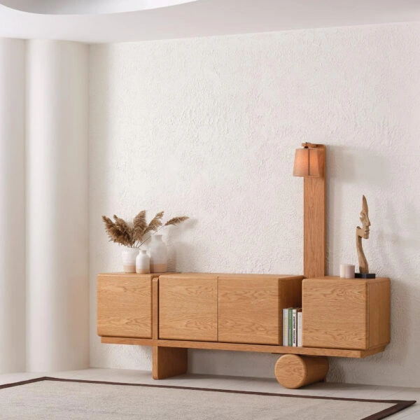 Artekko Lilyum Καφέ Ξύλινος Μπουφές με Ενσωματωμένο Φωτιστικό (230x48x79/180)cm