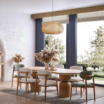 Artekko Begonvil Καφέ Ξύλινη Τραπεζαρία (220x105x77)cm