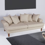 Uk Sofa Καναπές Τριθέσιος Υφασμάτινος Μπεζ (210x100x75)cm