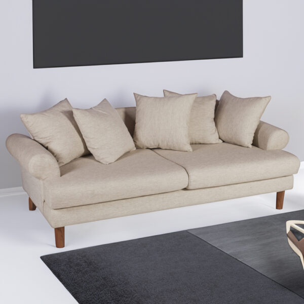 Uk Sofa Καναπές Τριθέσιος Υφασμάτινος Μπεζ (210x100x75)cm