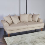 Uk Sofa Καναπές Τριθέσιος Υφασμάτινος Μπεζ (210x100x75)cm