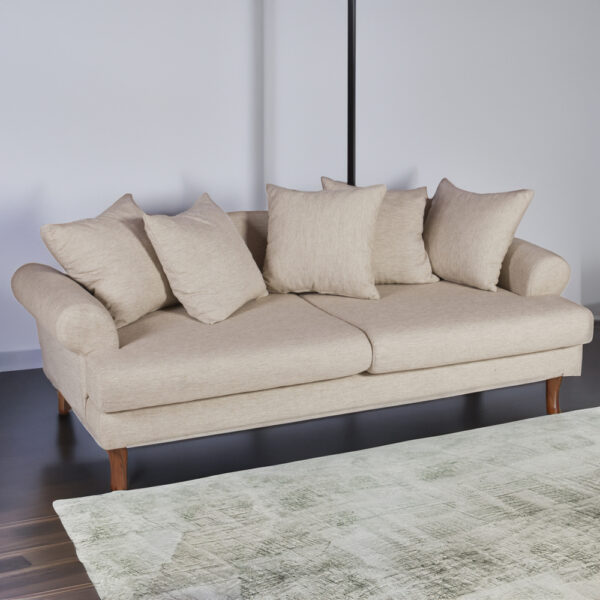 Uk Sofa Καναπές Τριθέσιος Υφασμάτινος Μπεζ (210x100x75)cm