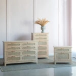 Artekko Cons Μπουφές MDF Ψάθα Φυσική Απόχρωση (133x46x89)cm