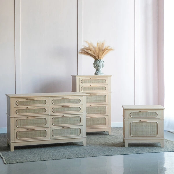 Artekko Cons Μπουφές MDF Ψάθα Φυσική Απόχρωση (133x46x89)cm