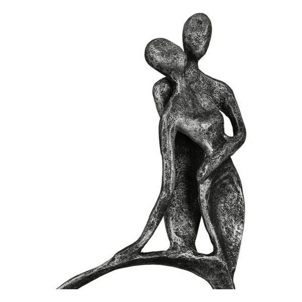 Γλυπτό Καρδιά "Stand By Me" Couple Motif Σίδερο Anthracite Ασημένιο PU 11x5x23cm