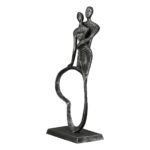 Γλυπτό Καρδιά "Stand By Me" Couple Motif Σίδερο Anthracite Ασημένιο PU 11x5x23cm