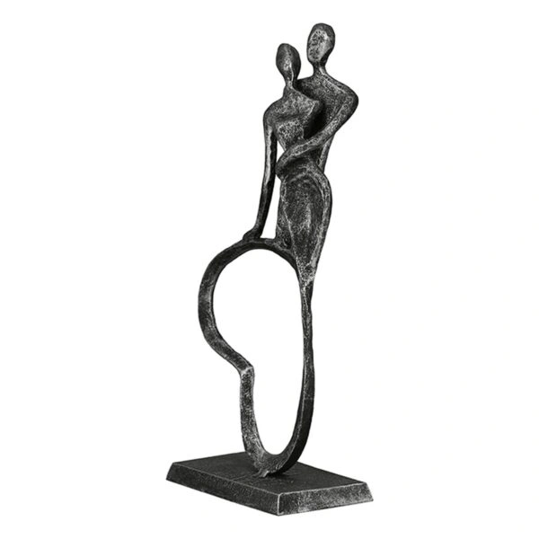 Γλυπτό Καρδιά "Stand By Me" Couple Motif Σίδερο Anthracite Ασημένιο PU 11x5x23cm