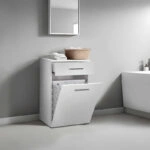 Ντουλάπι - Καλάθι απλύτων Diamond Megapap χρώμα λευκό gloss 52x38x83εκ.