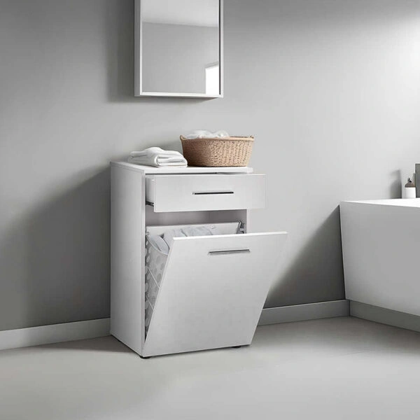 Ντουλάπι - Καλάθι απλύτων Diamond Megapap χρώμα λευκό gloss 52x38x83εκ.