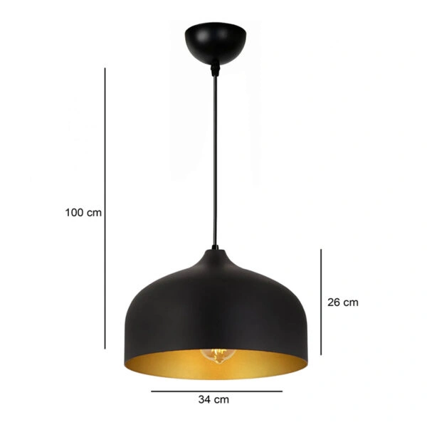 Φωτιστικό οροφής Malvin Megapap E27 μεταλλικό μονόφωτο χρώμα μαύρο Ø34x100εκ.