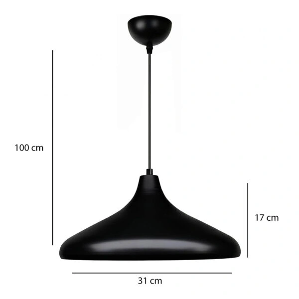 Φωτιστικό οροφής Lela Megapap E27 μεταλλικό μονόφωτο χρώμα μαύρο Ø31x100εκ.