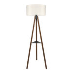 Φωτιστικό δαπέδου Thomas Megapap E27 Mdf/ύφασμα Pvc χρώμα καρυδί - κρεμ 38x38x135εκ.