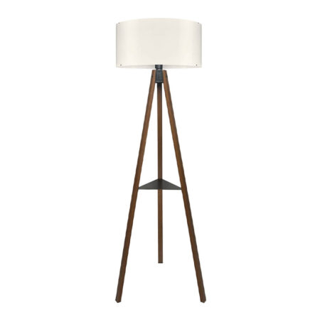 Φωτιστικό δαπέδου Thomas Megapap E27 Mdf/ύφασμα Pvc χρώμα καρυδί - κρεμ 38x38x135εκ.