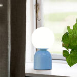 Φωτιστικό επιτραπέζιο Albus Megapap E14 μεταλλικό - γυάλινο χρώμα μπλε - λευκό Ø13x28εκ.