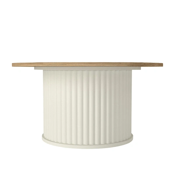 Τραπεζάκι σαλονιού Bohema Megapap χρώμα ivory - sepet oak Ø85x43,2εκ.