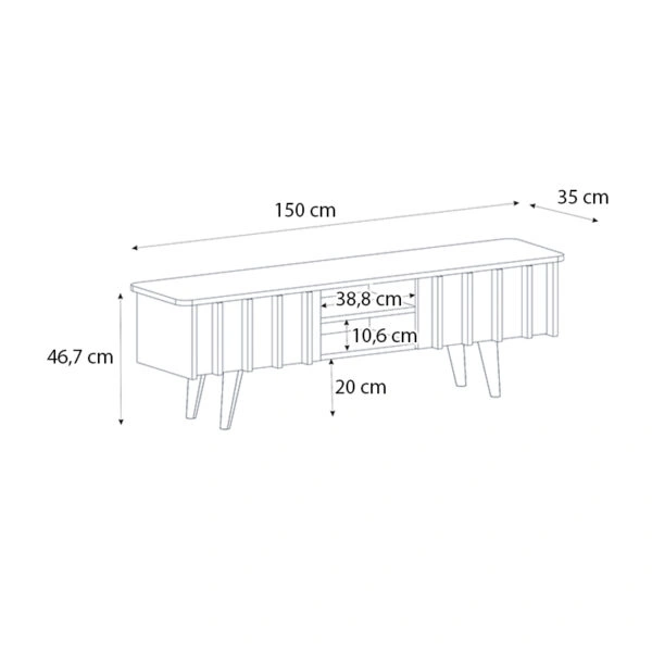 Έπιπλο τηλεόρασης Gemma Megapap χρώμα sepet oak 150x35x46,7εκ.