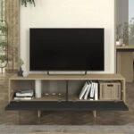 Έπιπλο τηλεόρασης Lava Megapap χρώμα rota oak - ανθρακί 150x35x51,3εκ.