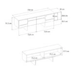 Έπιπλο τηλεόρασης Lava Megapap χρώμα rota oak - ανθρακί 150x35x51,3εκ.