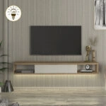 Έπιπλο τηλεόρασης επιτοίχιο Cross Megapap με LED χρώμα sepet oak - sandstone 150x29,6x19,2εκ.