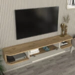 Έπιπλο τηλεόρασης επιτοίχιο Cross Megapap με LED χρώμα sepet oak - sandstone 150x29,6x19,2εκ.