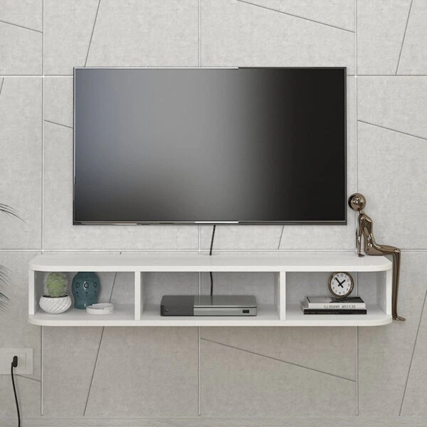 Έπιπλο τηλεόρασης επιτοίχιο Bask Megapap με LED χρώμα λευκό 120x29,6x19,2εκ.