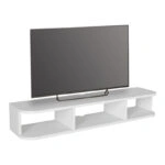 Έπιπλο τηλεόρασης επιτοίχιο Bask Megapap με LED χρώμα λευκό 120x29,6x19,2εκ.