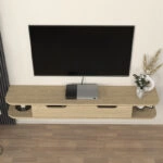 Έπιπλο τηλεόρασης επιτοίχιο Noland Megapap με LED χρώμα rota oak 150x35x19,2εκ.