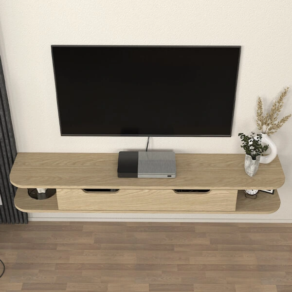 Έπιπλο τηλεόρασης επιτοίχιο Noland Megapap με LED χρώμα rota oak 150x35x19,2εκ.