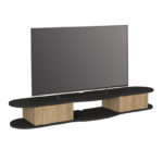 Έπιπλο τηλεόρασης επιτοίχιο Perk Megapap με LED χρώμα ανθρακί - sepet oak 150x35x19,2εκ.