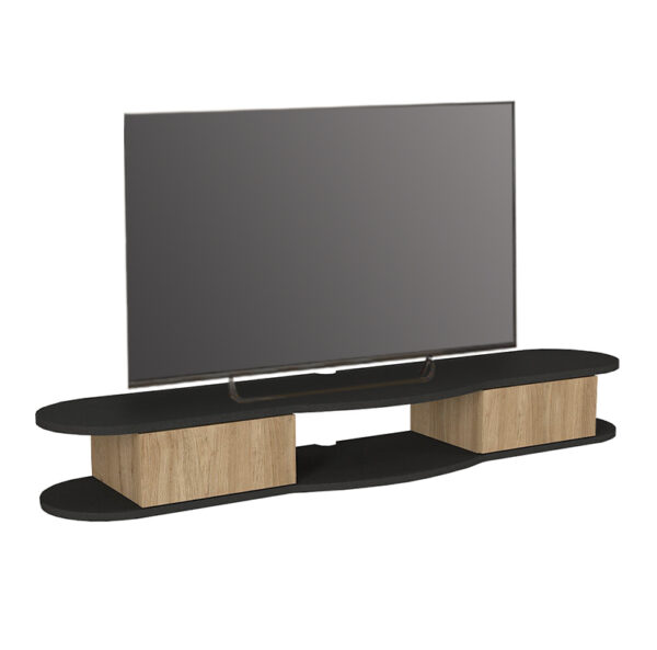 Έπιπλο τηλεόρασης επιτοίχιο Perk Megapap με LED χρώμα ανθρακί - sepet oak 150x35x19,2εκ.