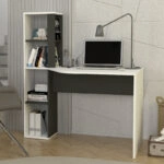 Γραφείο εργασίας Gemini Megapap χρώμα ανθρακί - λευκό 121,8x59,6x131,8εκ.