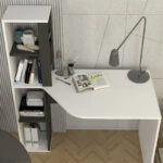 Γραφείο εργασίας Gemini Megapap χρώμα ανθρακί - λευκό 121,8x59,6x131,8εκ.