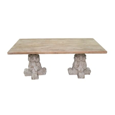 Artekko Alcott Τραπέζι από Μαγνήσιο Ξύλο Ελάτης Λευκή Πατίνα Φυσική Απόχρωση