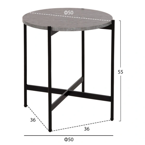 ΣΕΤ 2ΤΜΧ ΤΡΑΠΕΖΙΑ ΣΑΛΟΝΙΟΥ RONDA HM21089.01 MDF ΓΚΡΙ ΜΑΡΜΑΡΟ Φ80εκ & Φ50εκ