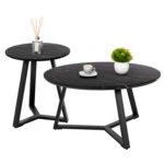 ΣΕΤ 2ΤΜΧ ΤΡΑΠΕΖΙΑ ΣΑΛΟΝΙΟΥ ROCKET HM21090 MDF ΜΑΥΡΟ ΜΑΡΜΑΡΟ Φ80εκ & Φ45εκ