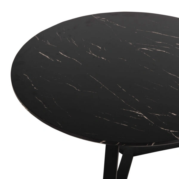 ΣΕΤ 2ΤΜΧ ΤΡΑΠΕΖΙΑ ΣΑΛΟΝΙΟΥ ROCKET HM21090 MDF ΜΑΥΡΟ ΜΑΡΜΑΡΟ Φ80εκ & Φ45εκ