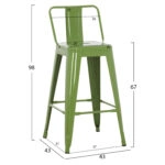 ΣΚΑΜΠΟ ΜΠΑΡ ΜΕΣΑΙΟΥ ΥΨΟΥΣ ΜΕΤΑΛΛΙΚΟ MELITA-PRO HM8574.53 LIGHT OLIVE GREEN 43x43x88Υεκ.