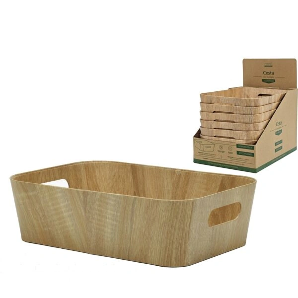 Καλάθι Φυσικό Ξύλο/Πλαστικό Επενδυμένο με Ανακυκλωμένο Χαρτί 37x26x11cm