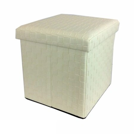 Σκαμπό Με Αποθηκευτικό Χώρο Μπεζ Δέρμα 38x38x38cm