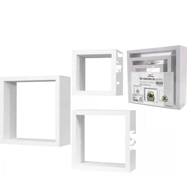 Σετ Ραφιών Κύβοι  Λευκό Ξύλο 35x35x12cm/30x30x12cm/25x25x12cm 3Τμχ