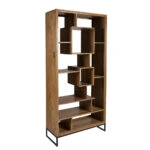 Artekko Attari Ξύλινη Μασίφ Βιβλιοθήκη Ραφιέρα σε Μελί Απόχρωση (100x41x210)cm
