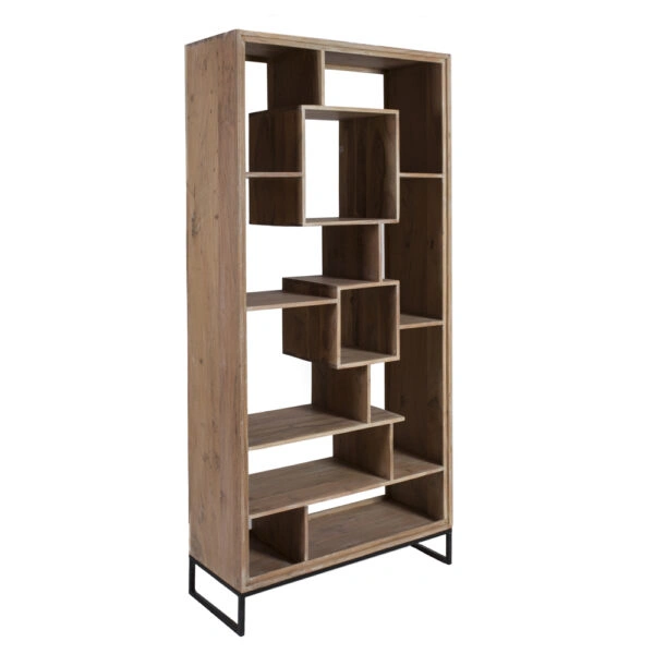 Artekko Attari Ξύλινη Μασίφ Βιβλιοθήκη Ραφιέρα σε Λευκή Πατίνα (100x41x210)cm