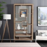 Artekko Attari Ξύλινη Μασίφ Βιβλιοθήκη Ραφιέρα σε Λευκή Πατίνα (100x41x210)cm